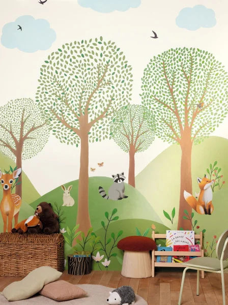 DECOR PRE ENCOLLE ANIMAUX DE LA FORET Wallpaper